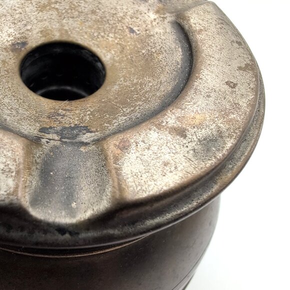 Vintage Nevasmok Patent Pending Railroad Brass Ashtray Spittoon 4" NY USA GUC - Picture 9 of 9